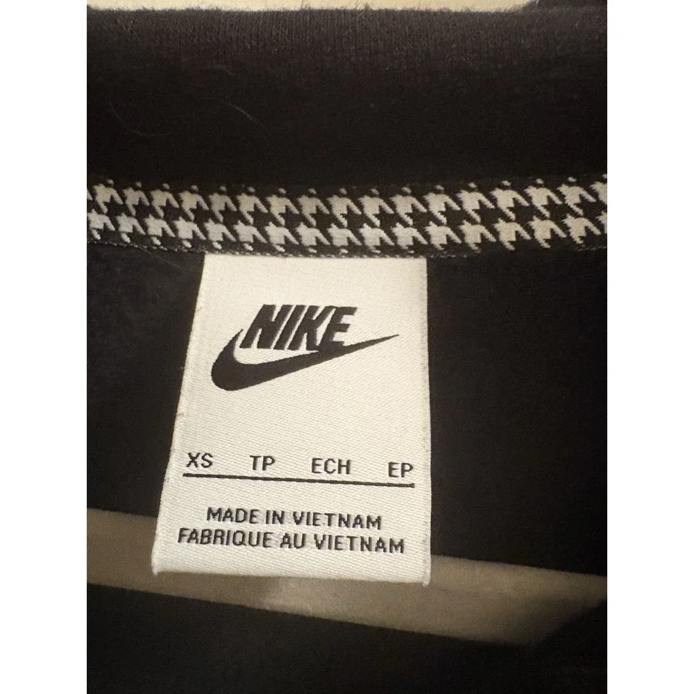 Nike Y2K XS Xsmall Pullover Quarter Zip Black Houndstooth Swish Logo White Tag
